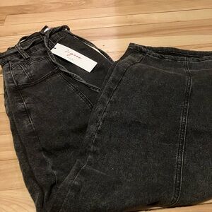 Vigoss Black Wash Drawstring Wide Leg Denim Pants